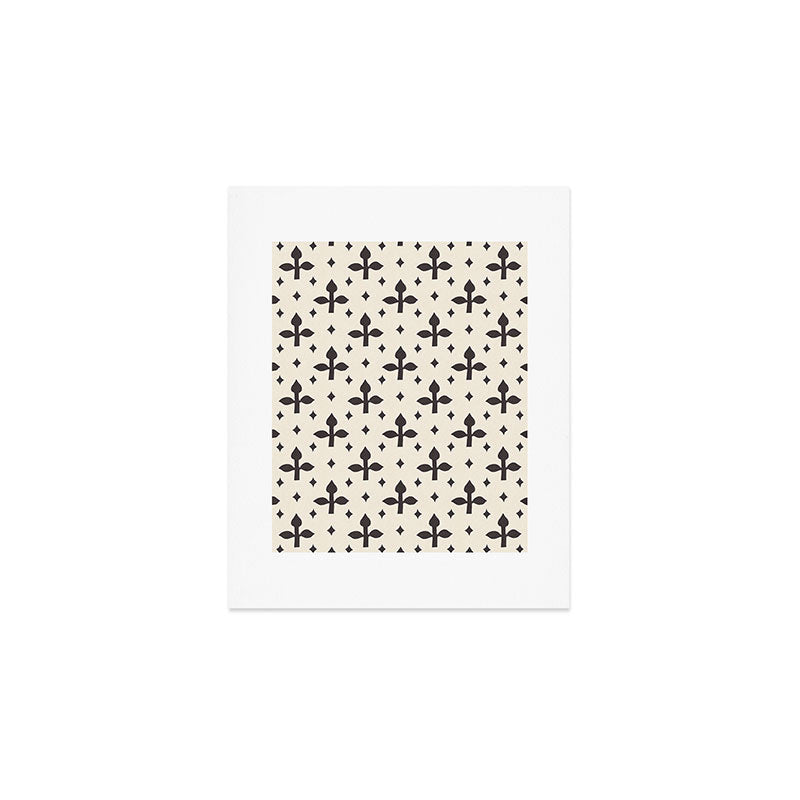 Classic Monochrome Leaf Motif Art Print Gallery Image 1