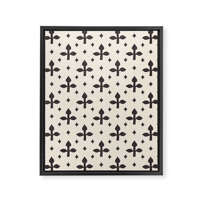 Classic Monochrome Leaf Motif Framed Canvas Print Gallery Image 1