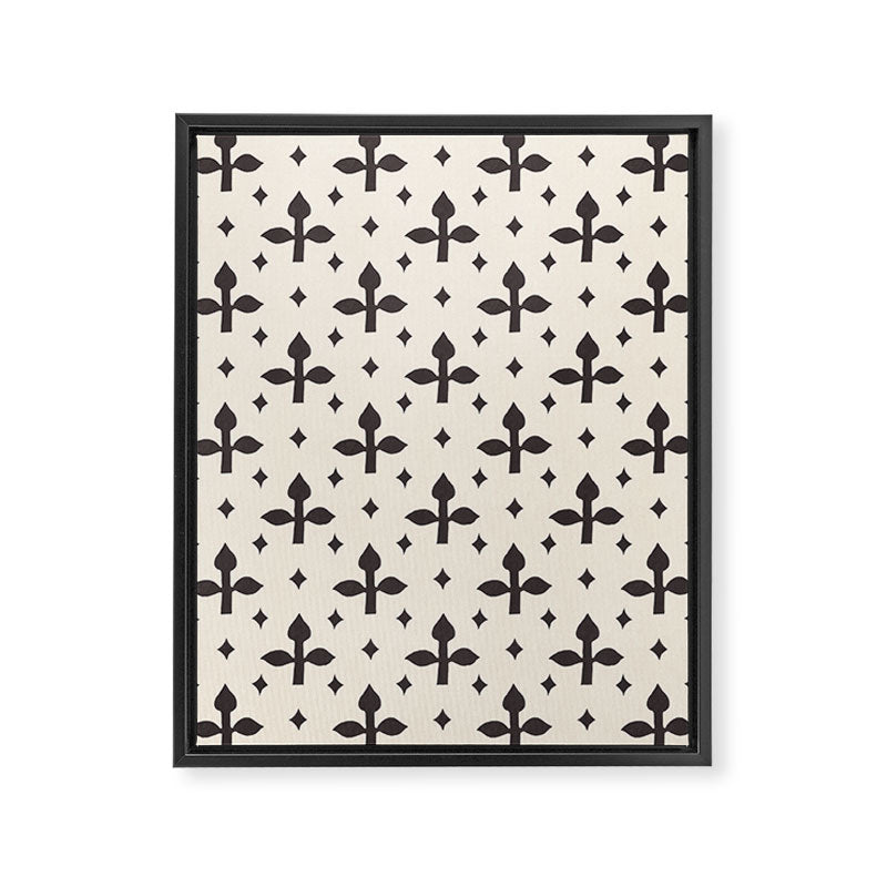 Classic Monochrome Leaf Motif Framed Canvas Print Gallery Image 6