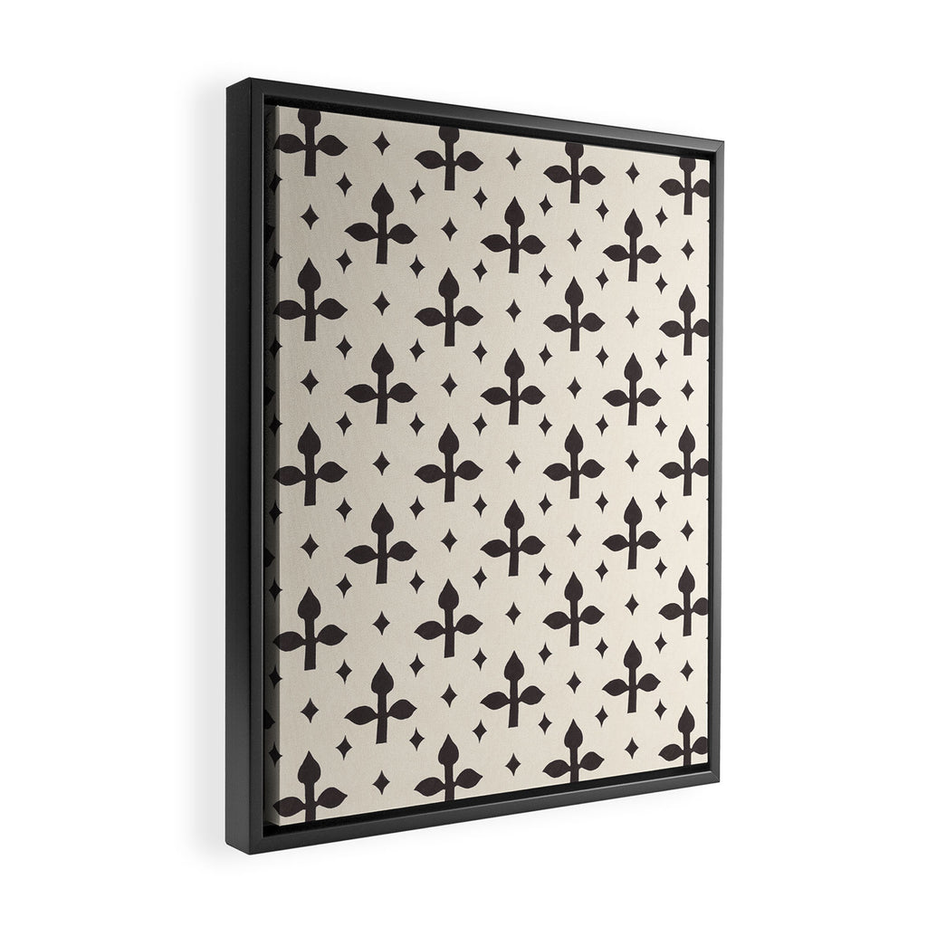 Classic Monochrome Leaf Motif Framed Canvas Print Gallery Image 2