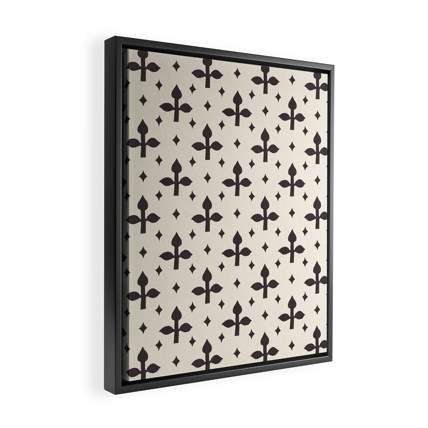 Classic Monochrome Leaf Motif Framed Canvas Print Gallery Image 2