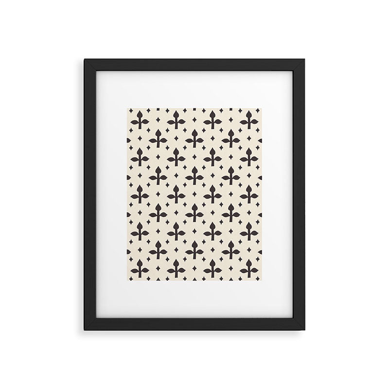 Classic Monochrome Leaf Motif Framed Art Print Gallery Image 5