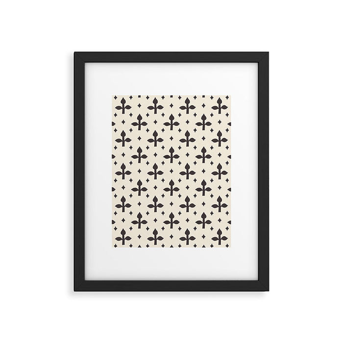 Classic Monochrome Leaf Motif Framed Art Print Gallery Image 1