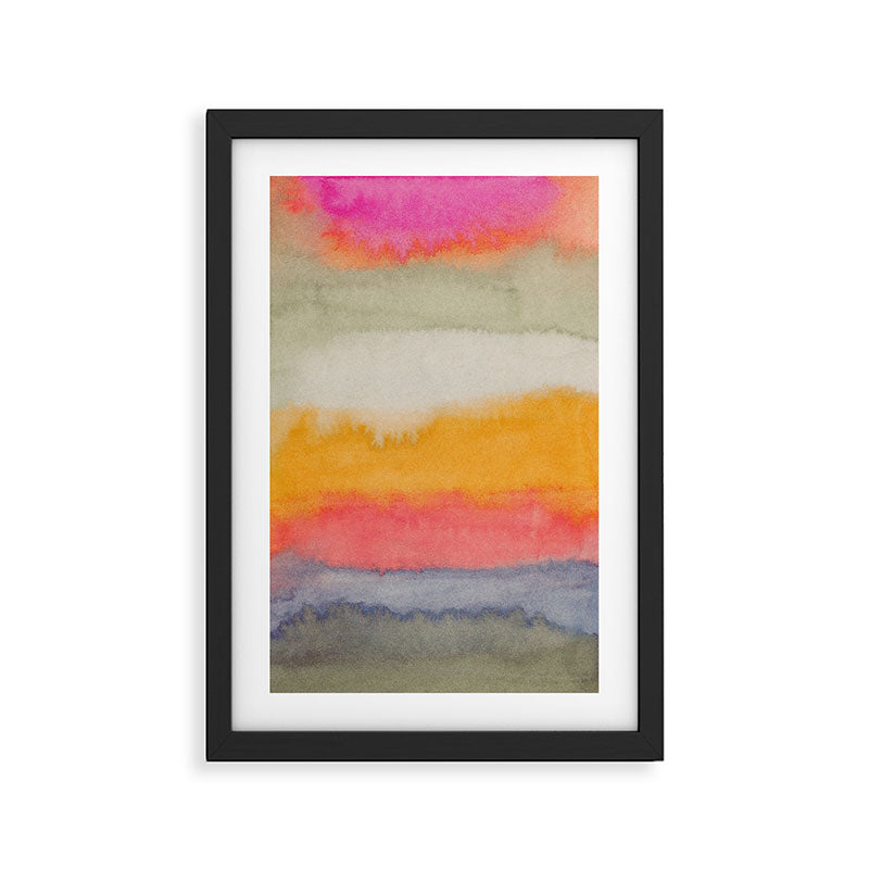 Colorful Layers / Horizontal Watercolor Stripes Framed Art Print Gallery Image 2
