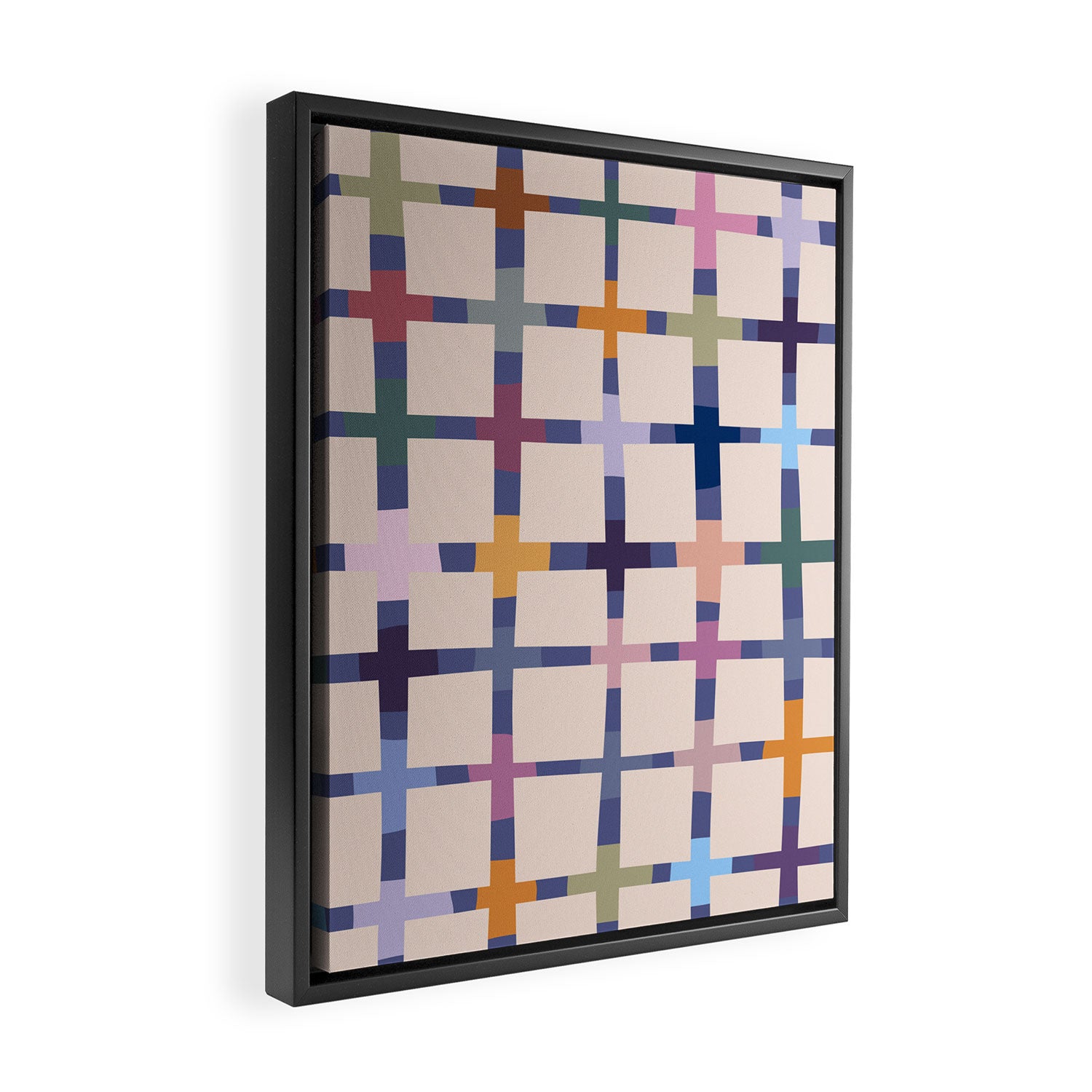 Colorful Patterned Grid II Framed Canvas Print Gallery Image 2