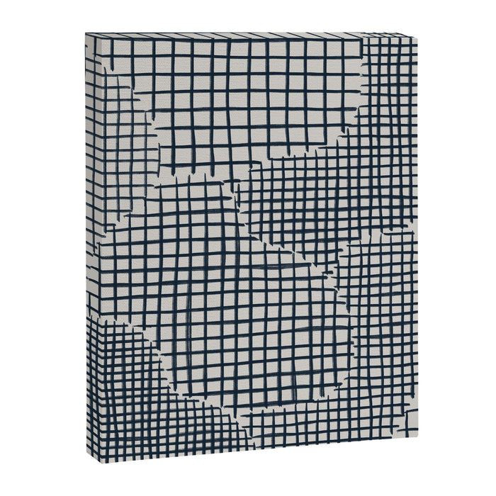 Dark Blue Grid Pattern Canvas Print Gallery Image 1