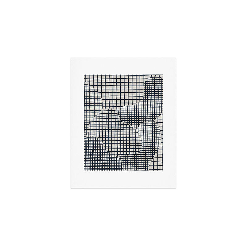 Dark Blue Grid Pattern Art Print Gallery Image 1