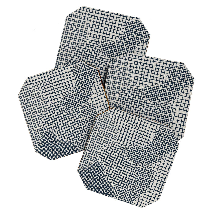 Dark Blue Grid Pattern Coaster Gallery Image 1
