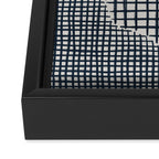 Dark Blue Grid Pattern Framed Canvas Print Gallery Image 3