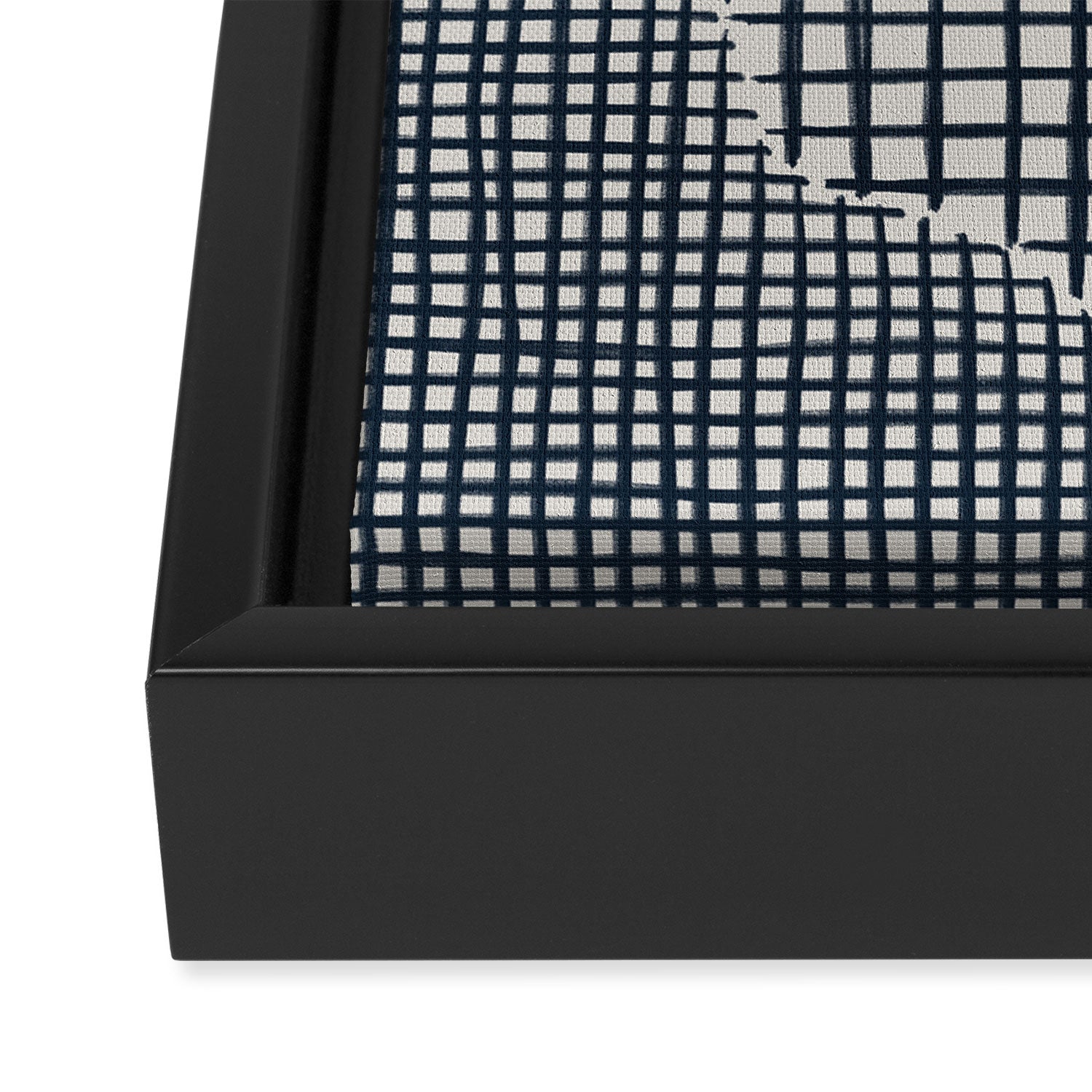 Dark Blue Grid Pattern Framed Canvas Print Gallery Image 3