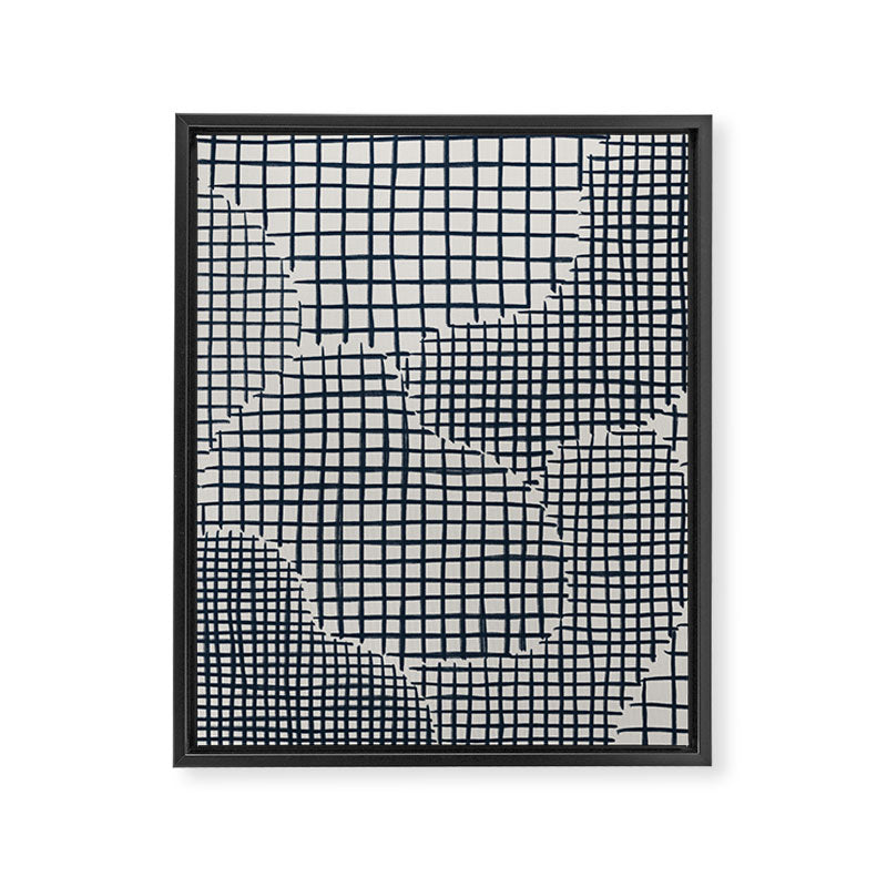Dark Blue Grid Pattern Framed Canvas Print Gallery Image 8