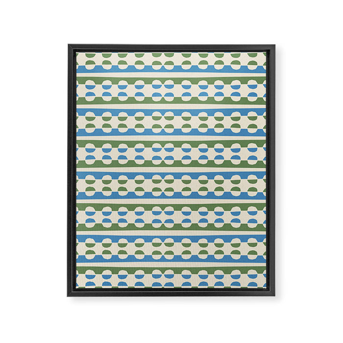 Dots and Lines - Blue and Green Framed Canvas Print Gallery Image 1