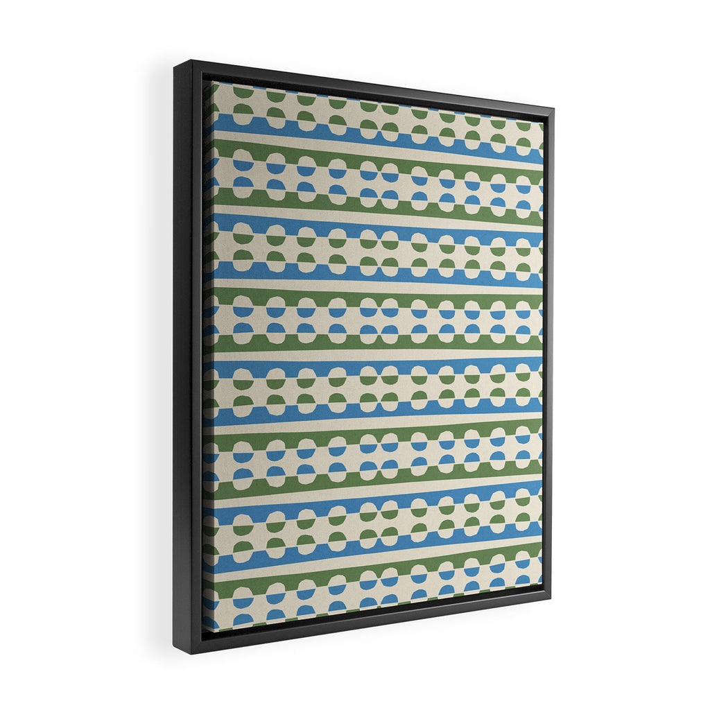Dots and Lines - Blue and Green Framed Canvas Print Gallery Image 2