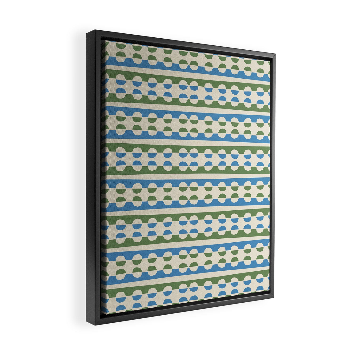 Dots and Lines - Blue and Green Framed Canvas Print Gallery Image 2