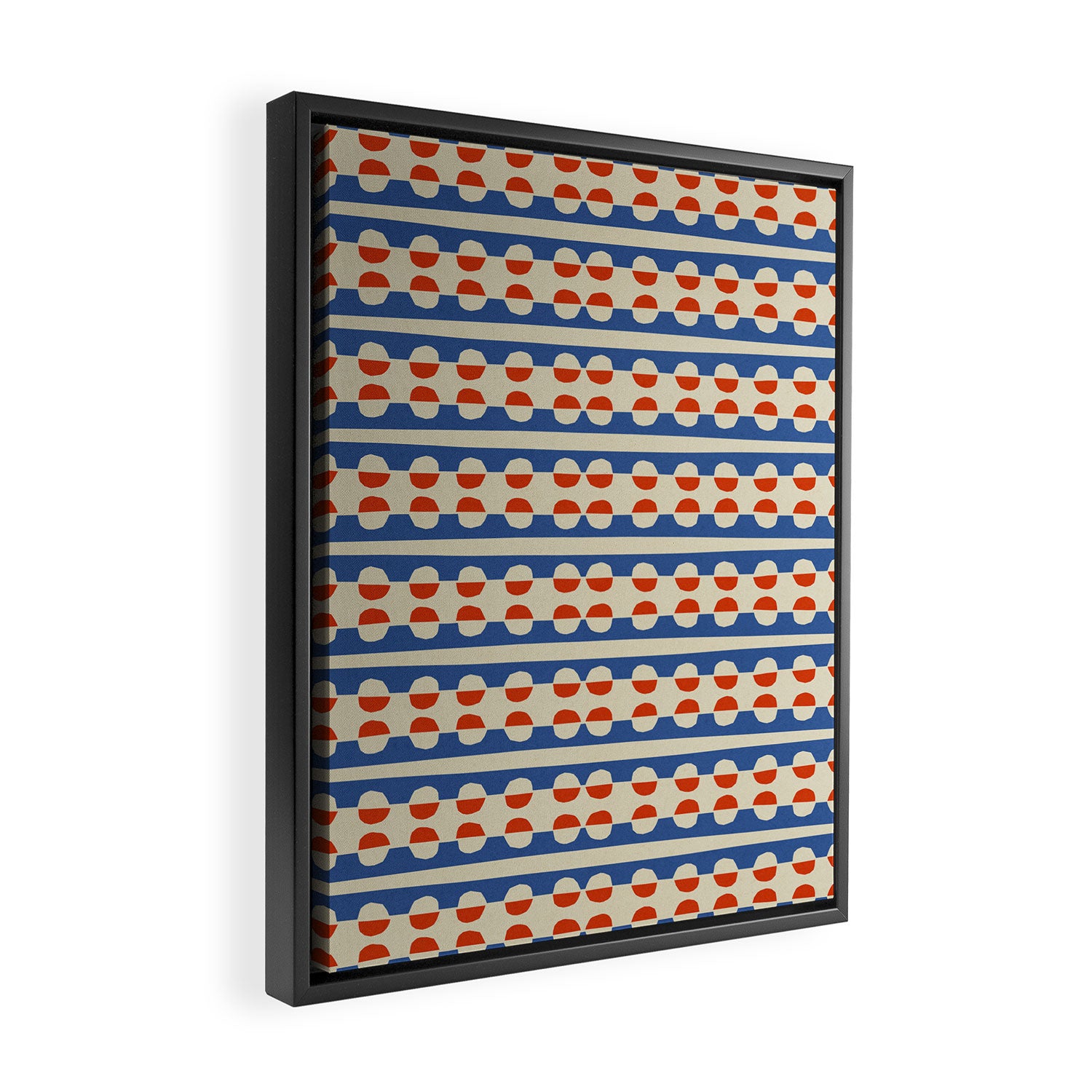 Dots and Lines - Blue and Red Framed Canvas Print Gallery Image 2