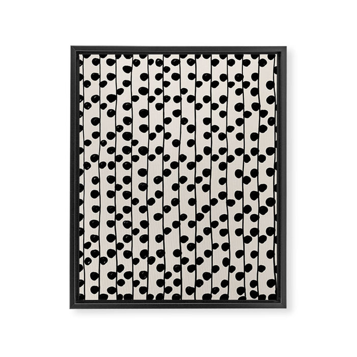 Dots / Black & White Pattern Framed Canvas Print Gallery Image 1