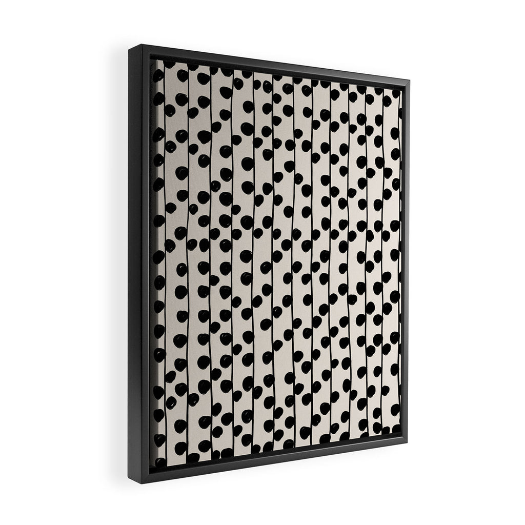Dots / Black & White Pattern Framed Canvas Print Gallery Image 2