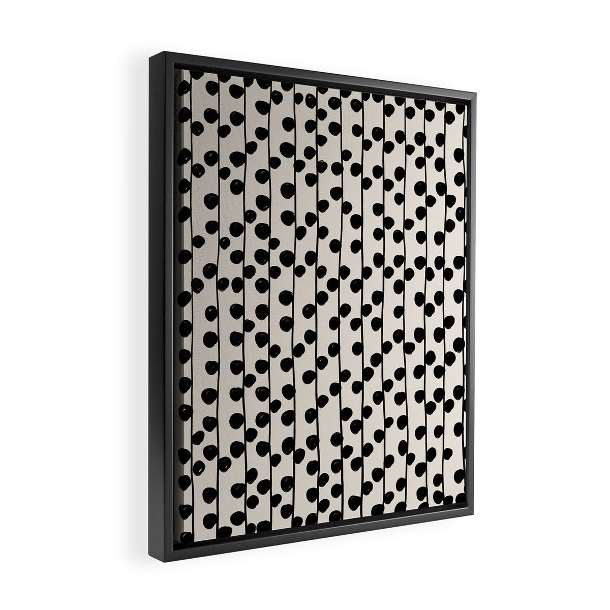 Dots / Black & White Pattern Framed Canvas Print Gallery Image 2