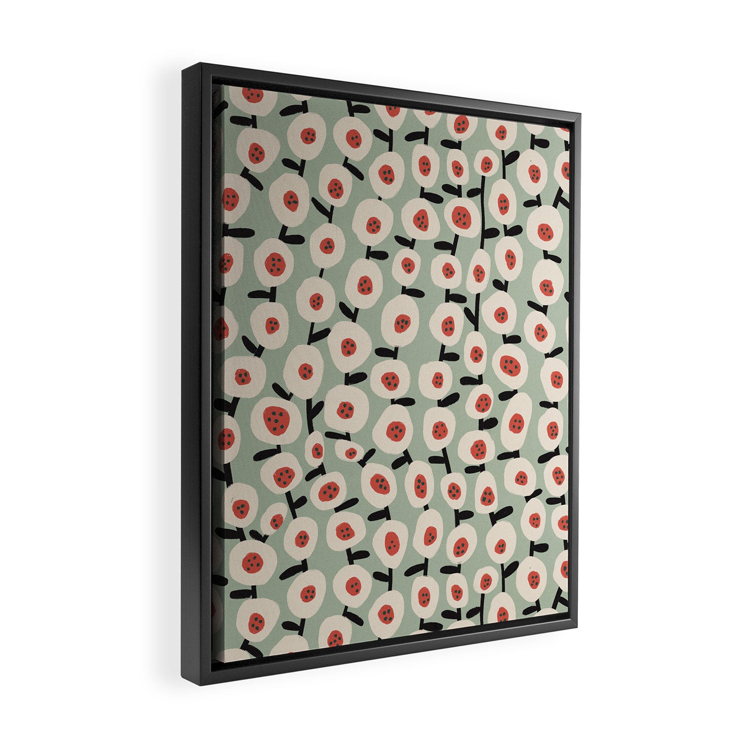 Dots & Flowers #1 Framed Canvas Print Gallery Image 2