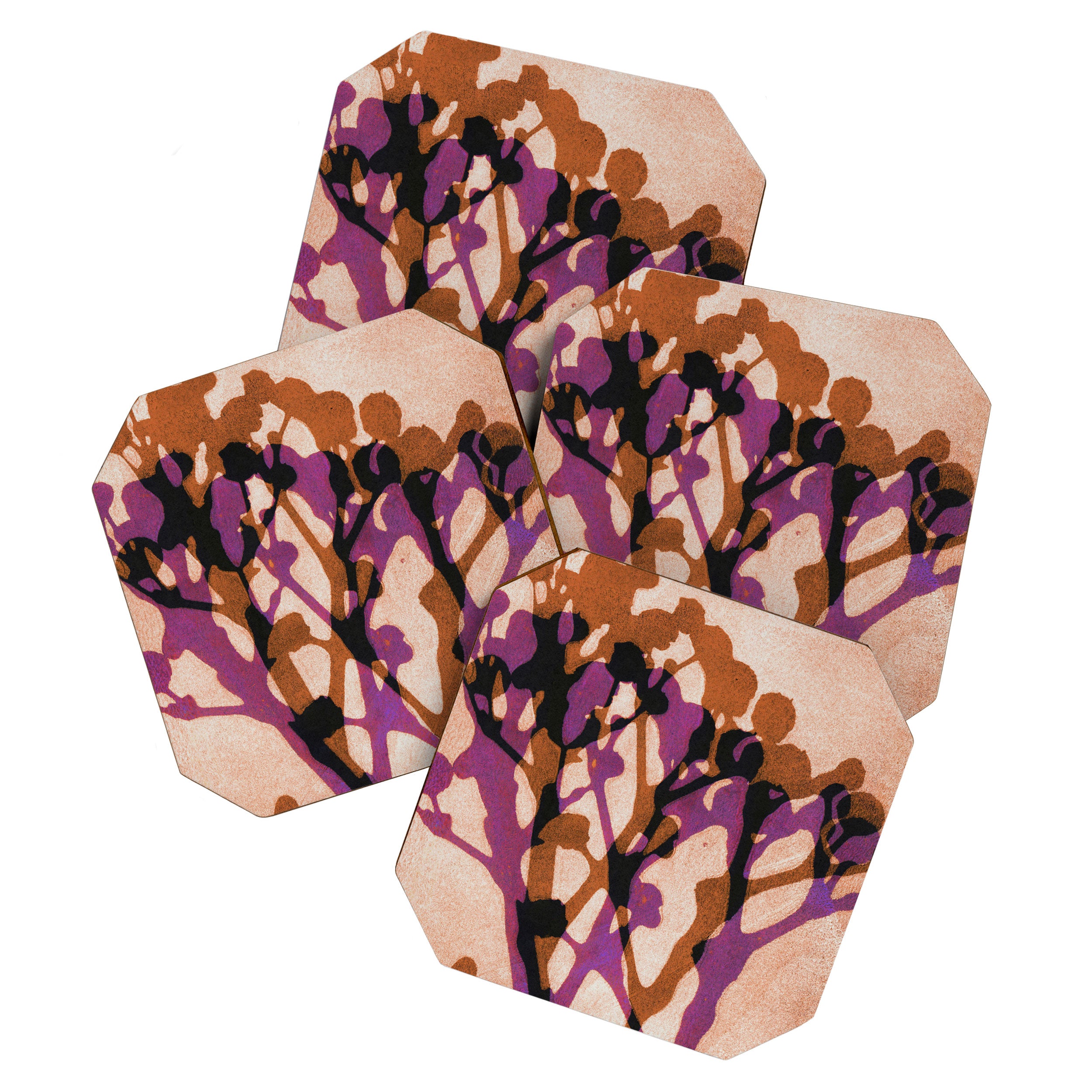 Echoes of Gypsophila / Orange & Pink Coaster Gallery Image 1