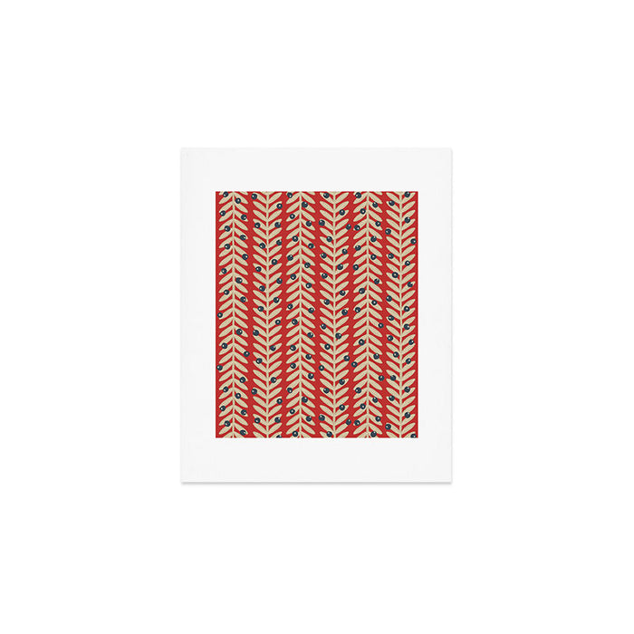 Festive Berries / Red, Beige & Blue Art Print Gallery Image 1