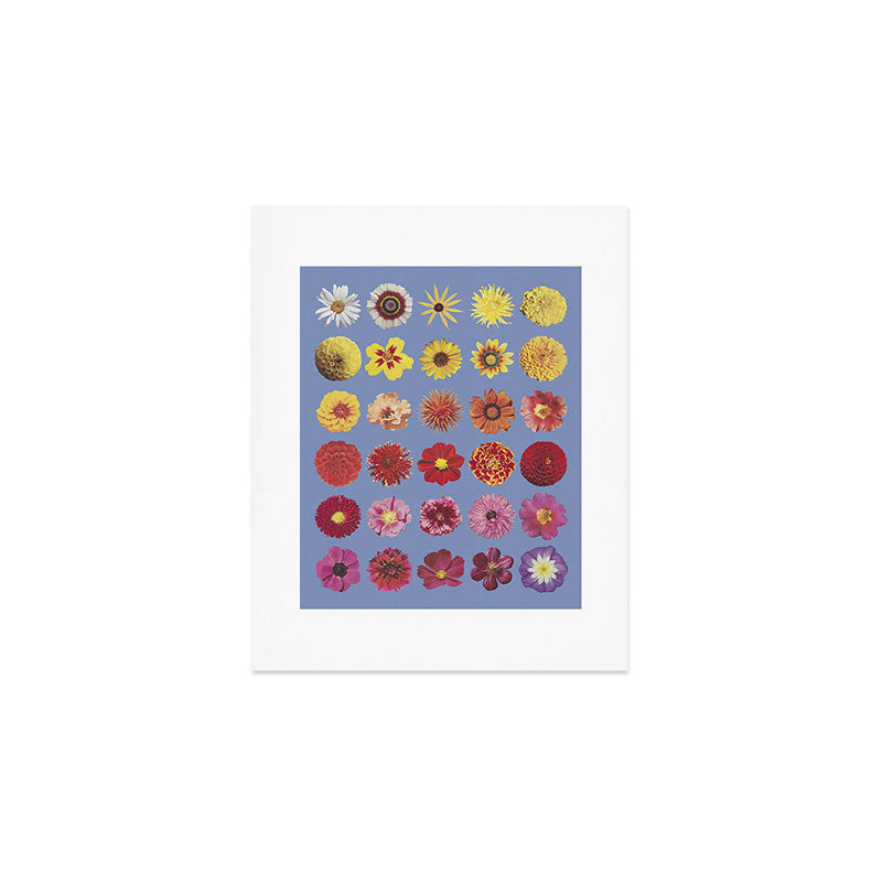 Floral Palette / Blue Background Art Print Gallery Image 1