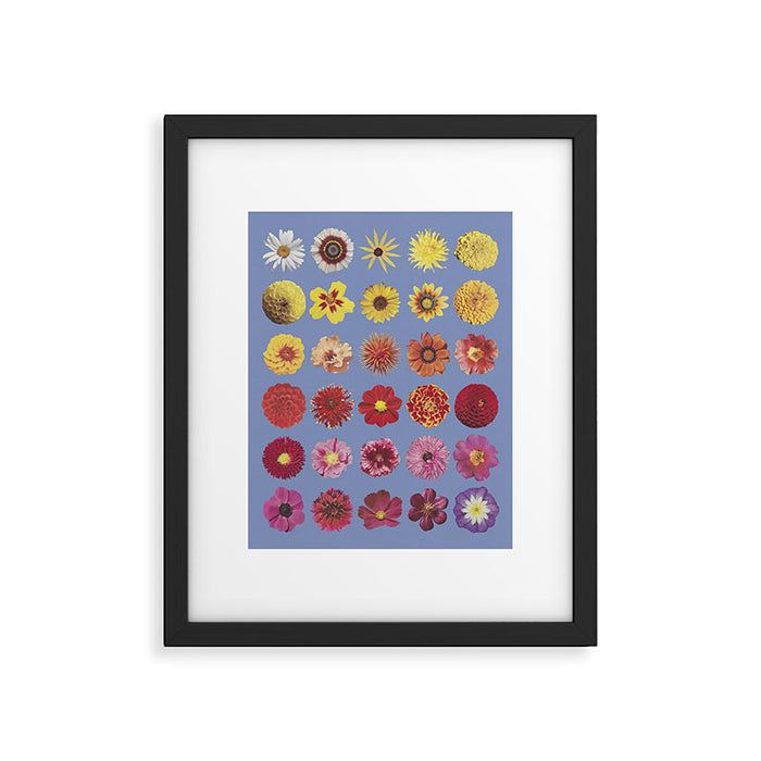 Floral Palette / Blue Background Framed Art Print Gallery Image 1