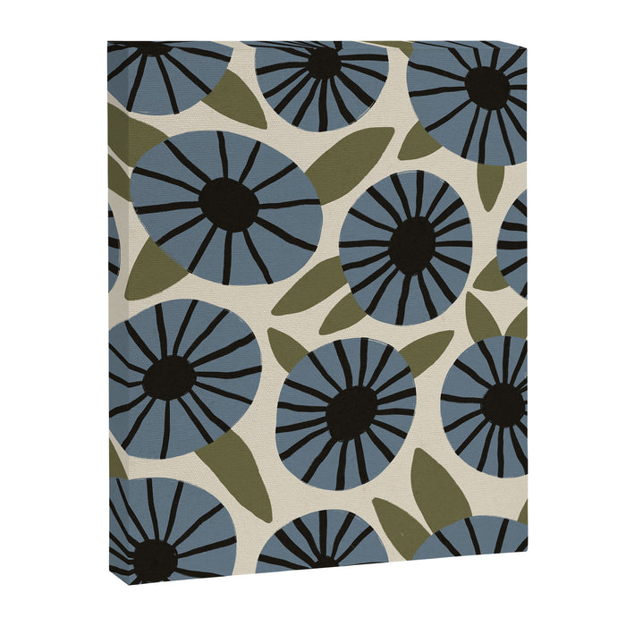 Floral Pattern / Slate Blue & Green Canvas Print Gallery Image 1