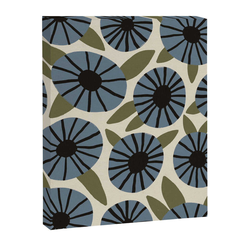 Floral Pattern / Slate Blue & Green Canvas Print Gallery Image 8