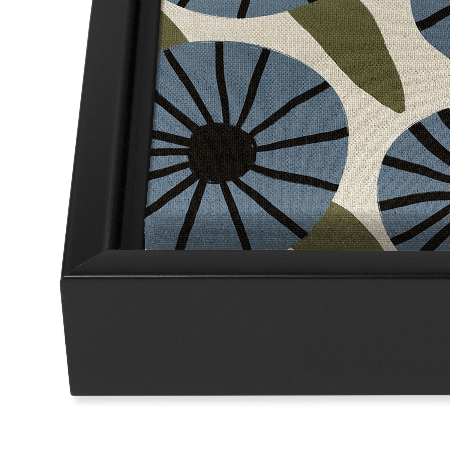Floral Pattern / Slate Blue & Green Framed Canvas Print Gallery Image 3