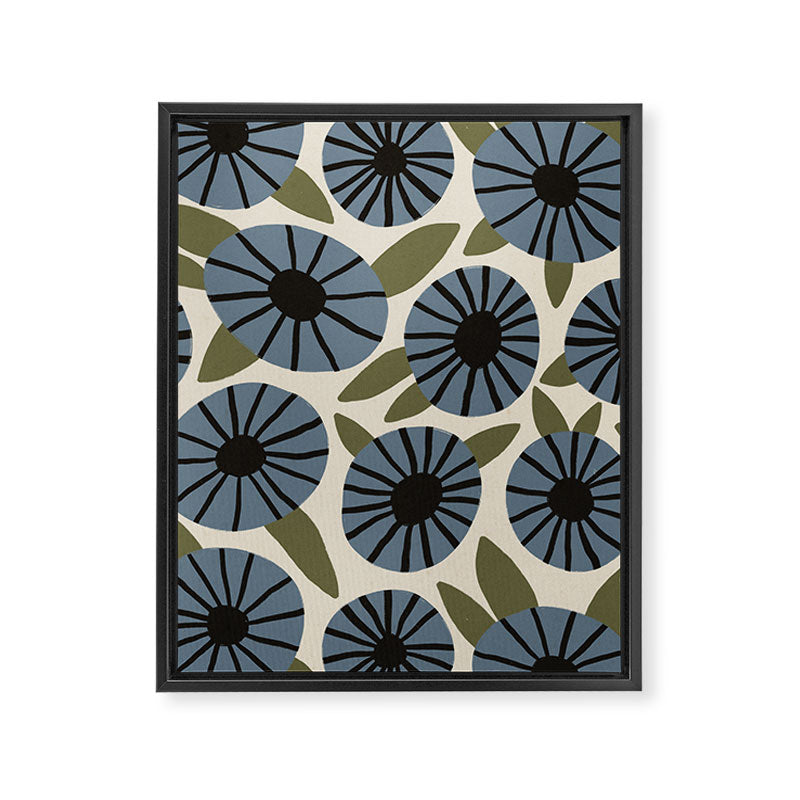 Floral Pattern / Slate Blue & Green Framed Canvas Print Gallery Image 8