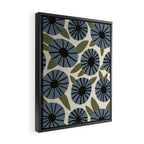 Floral Pattern / Slate Blue & Green Framed Canvas Print Gallery Image 2