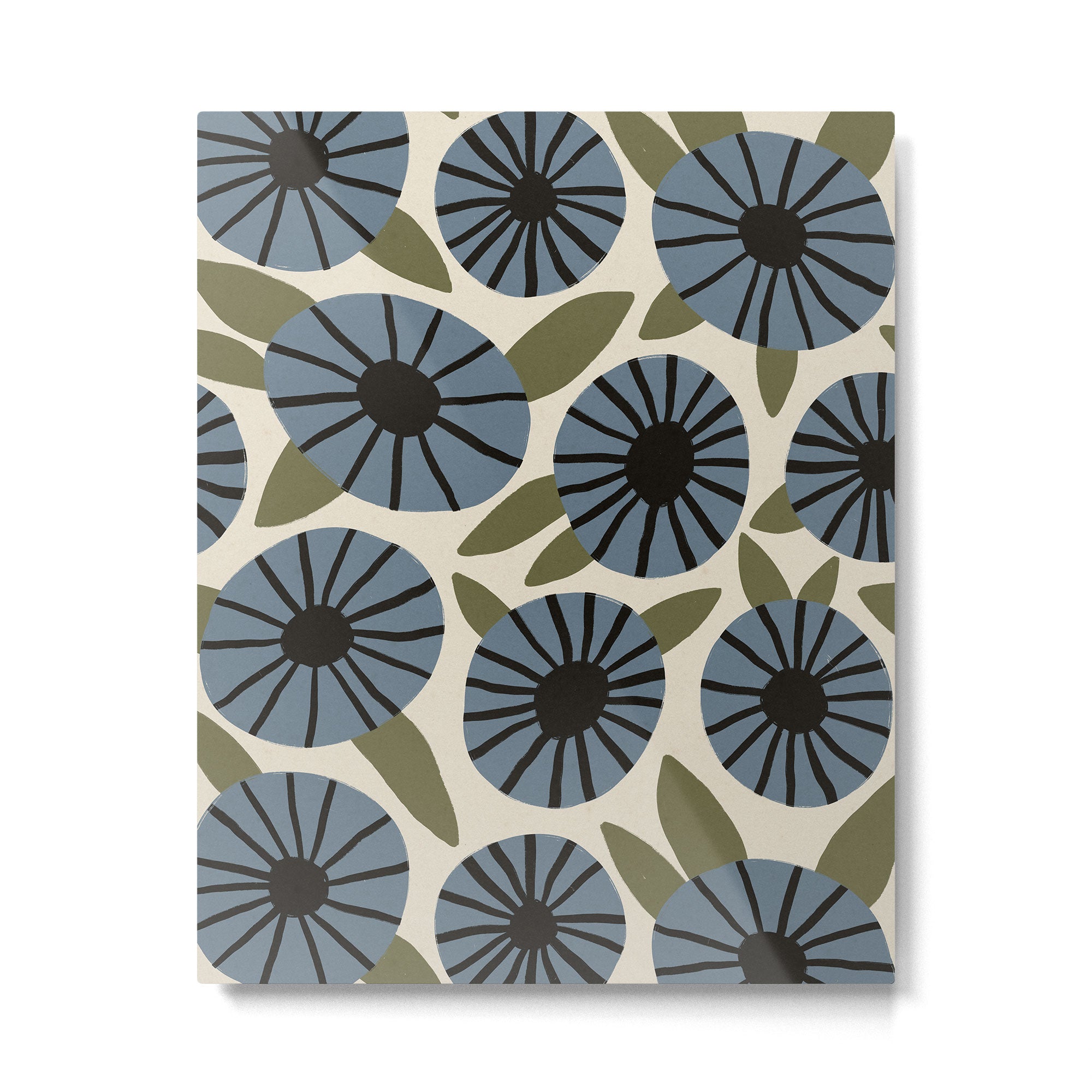 Floral Pattern / Slate Blue & Green Metal Print Gallery Image 6