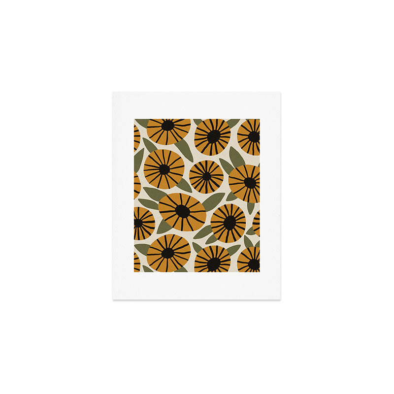 Floral Pattern / Turmeric Yellow & Green Art Print Gallery Image 1