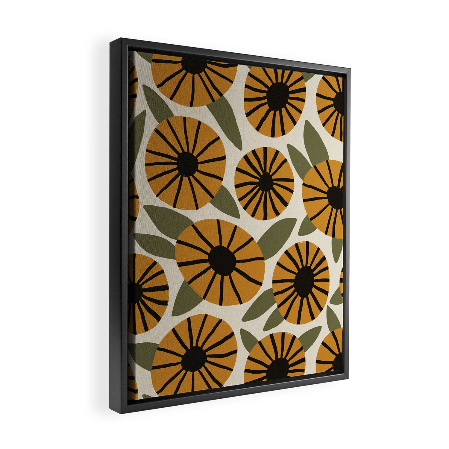 Floral Pattern / Turmeric Yellow & Green Framed Canvas Print Gallery Image 2