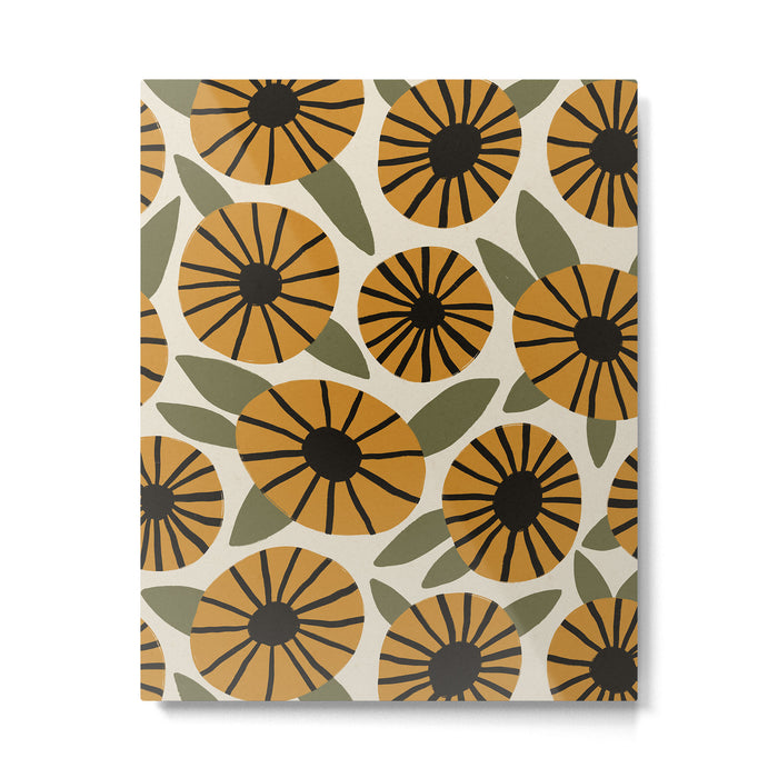 Floral Pattern / Turmeric Yellow & Green Metal Print Gallery Image 1