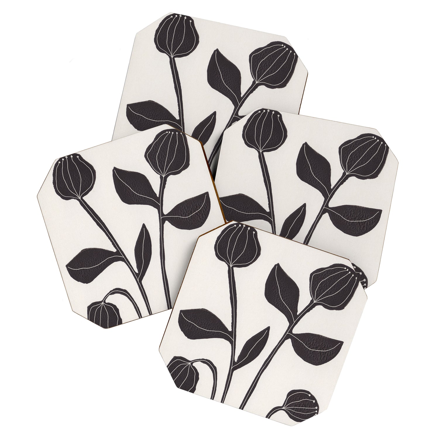 Floral Serenity / Lino Print Coaster Gallery Image 1