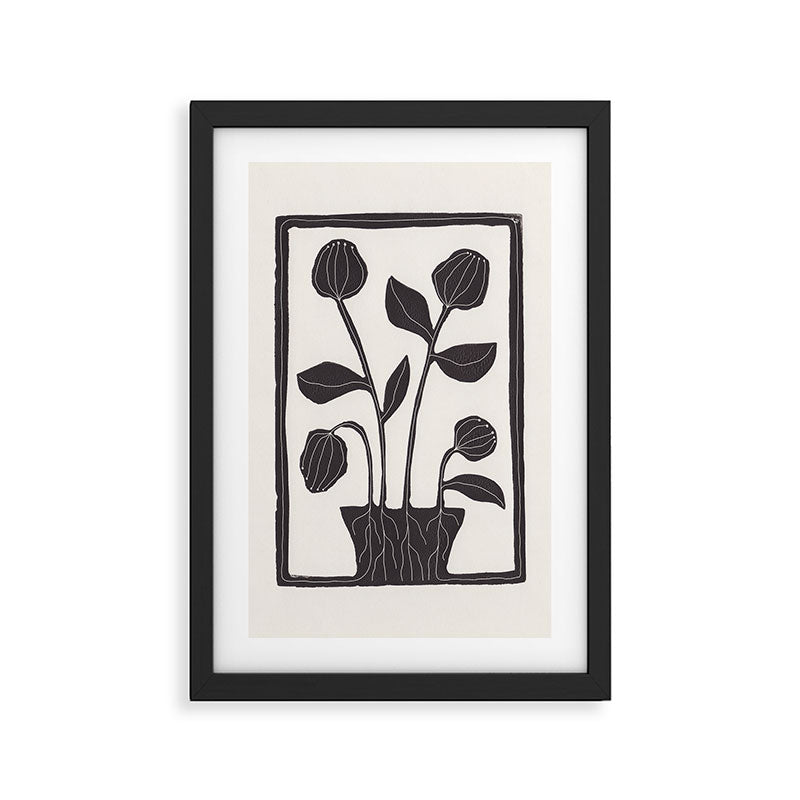 Floral Serenity / Lino Print Framed Art Print Gallery Image 2