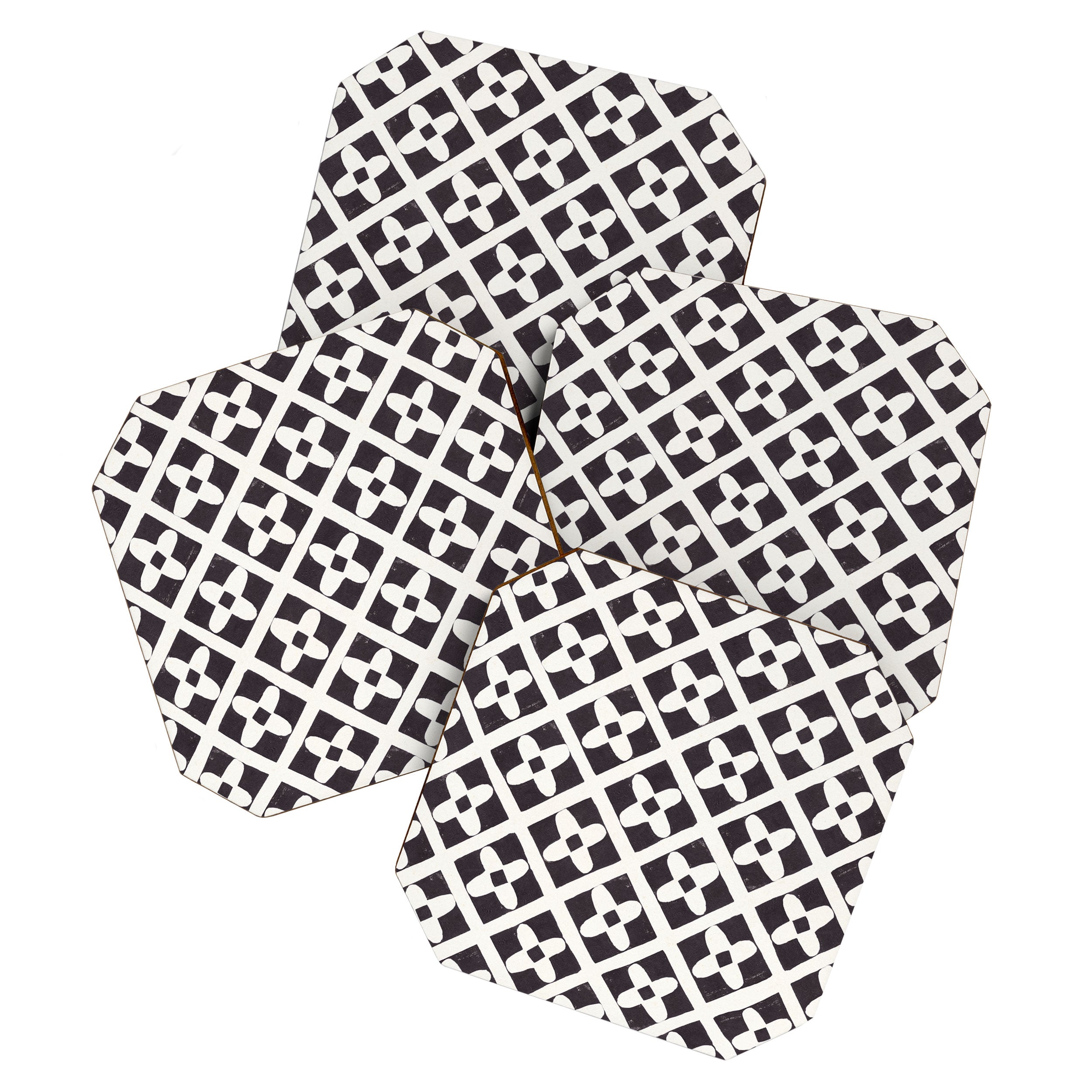 Floral Tiles Pattern / Lino Print Coaster Gallery Image 1