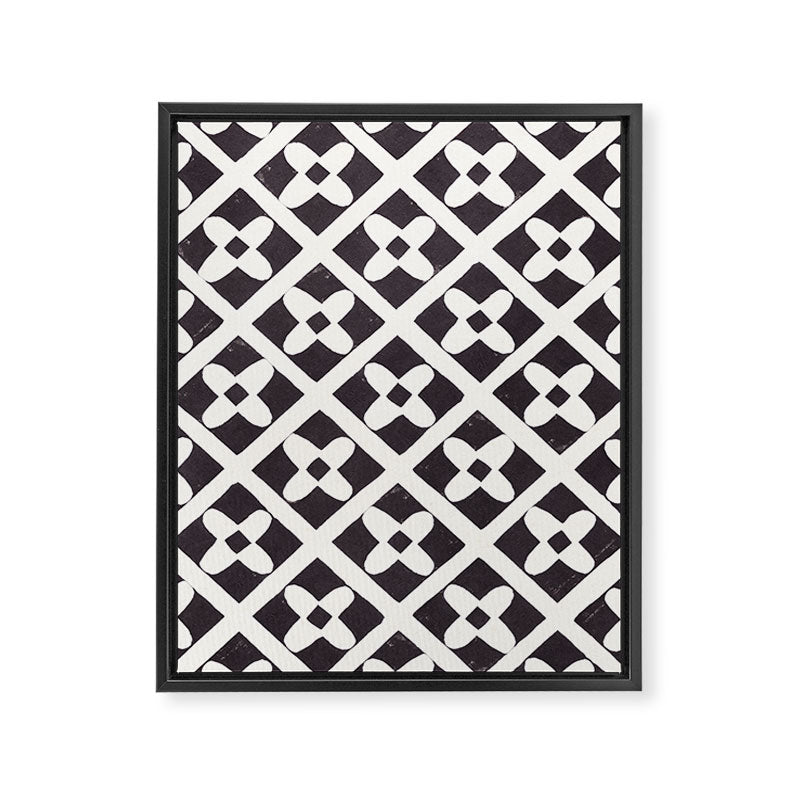 Floral Tiles Pattern / Lino Print Framed Canvas Print Gallery Image 8