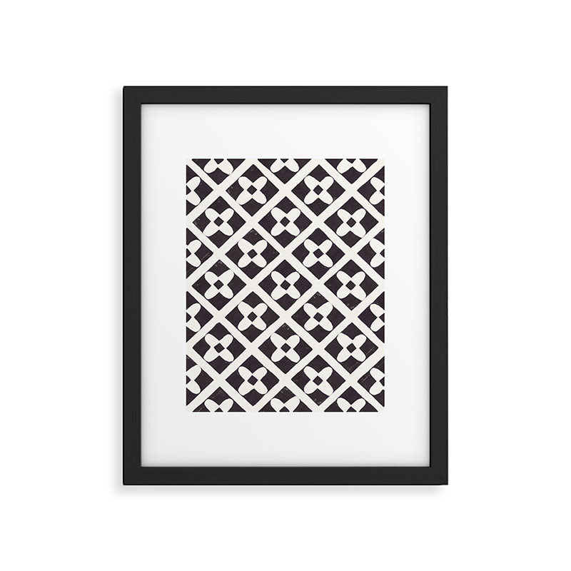 Floral Tiles Pattern / Lino Print Framed Art Print Gallery Image 6