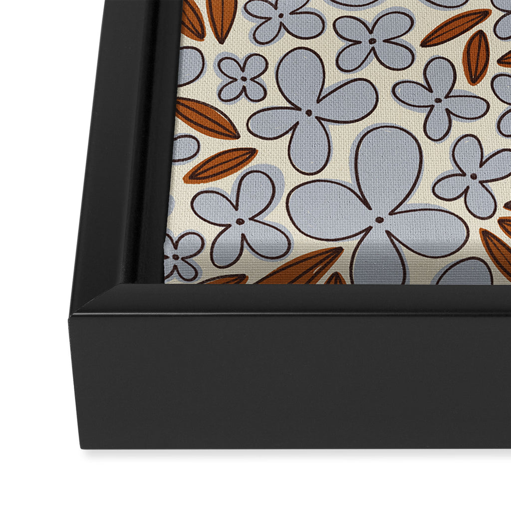 Four-leaf Flower Pattern / Grey & Brown Framed Canvas Print Gallery Image 3