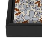 Four-leaf Flower Pattern / Grey & Brown Framed Canvas Print Gallery Image 3