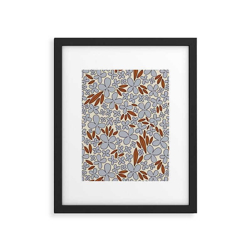 Four-leaf Flower Pattern / Grey & Brown Framed Art Print Gallery Image 5
