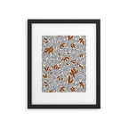 Four-leaf Flower Pattern / Grey & Brown Framed Art Print Gallery Image 5
