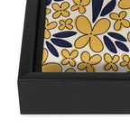 Four-leaf Flower Pattern / Yellow & Blue Framed Canvas Print Gallery Image 3