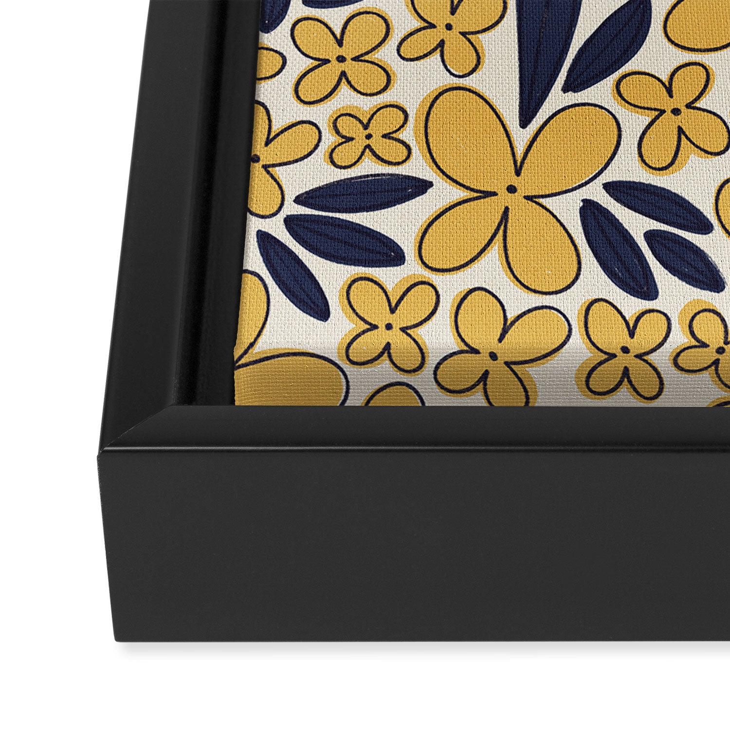 Four-leaf Flower Pattern / Yellow & Blue Framed Canvas Print Gallery Image 3