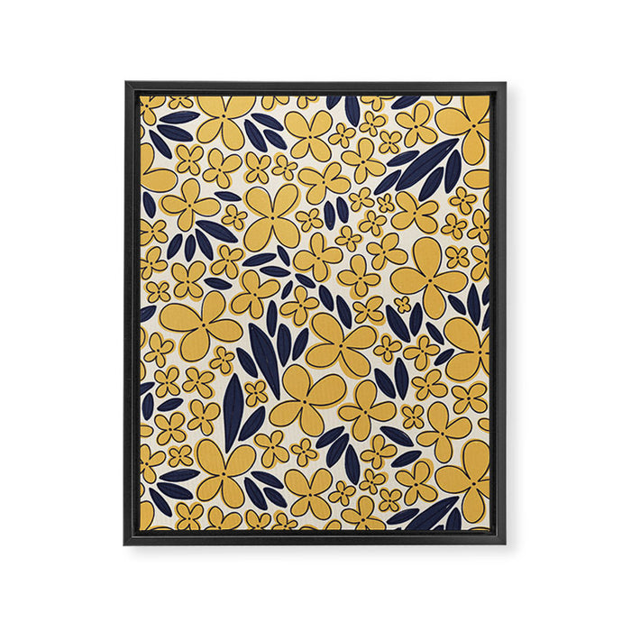 Four-leaf Flower Pattern / Yellow & Blue Framed Canvas Print Gallery Image 1