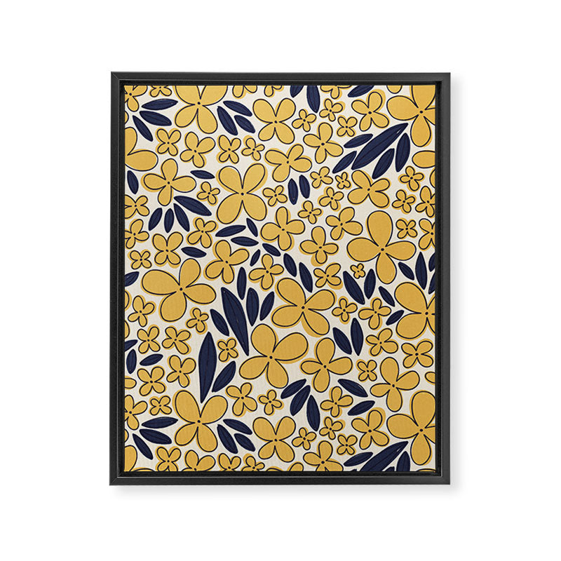 Four-leaf Flower Pattern / Yellow & Blue Framed Canvas Print Gallery Image 6
