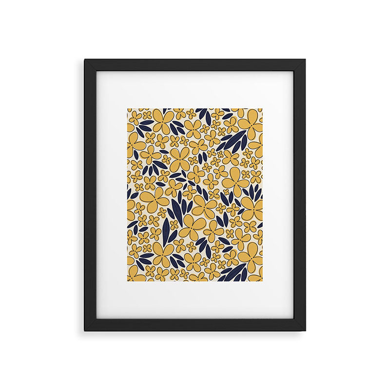 Four-leaf Flower Pattern / Yellow & Blue Framed Art Print Gallery Image 5